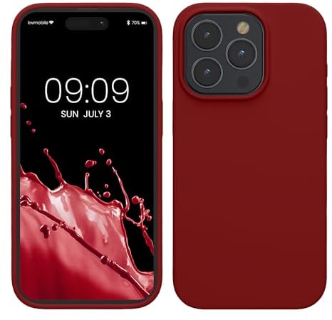kwmobile Case for iPhone 15 Pro Max Case - Soft TPU Silicone Cover - Rhubarb Red