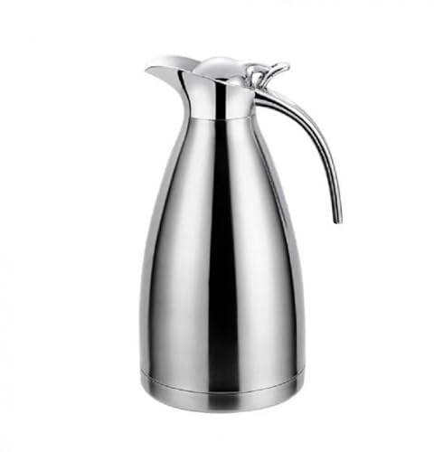Thermoskanne Isolierkanne Kaffeekanne 2 Liter (Silber)