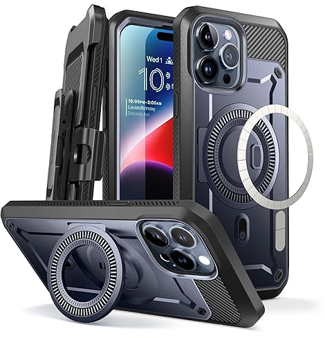 SUPCASE Unicorn Beetle Pro Mag Hülle für iPhone 15 Pro (6.1''), mit Displayschutz, Ständer und Gürtelclip, Kompatibel mit MagSafe (Mountain)