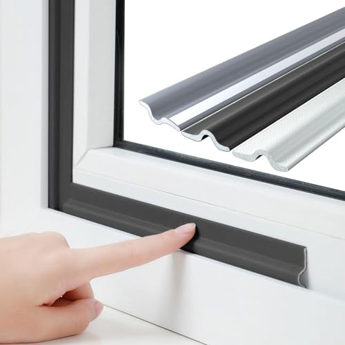 Esufeir 315Inch/8M Negro Forma de T Burlete Ventana Corredera Puerta Entrada,PU Espuma Junta Autoadhesivo Aislante Acustico Tira de Sellado para Ventanas Frio Aluminio,Bajo Puerta Exterior