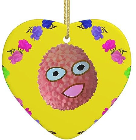 YYHHAOFA Smiley Lychee Weihnachten Keramik Liebe Anhänger - Festliche hängende Ornament für Geschäfte und Häuser 7,6 x 6,9 cm