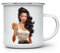 MAXIKIWI - Taza de café o té esmaltada duradera para uso en interiores y exteriores - Café asiático vintage Pin Up - 350 ml