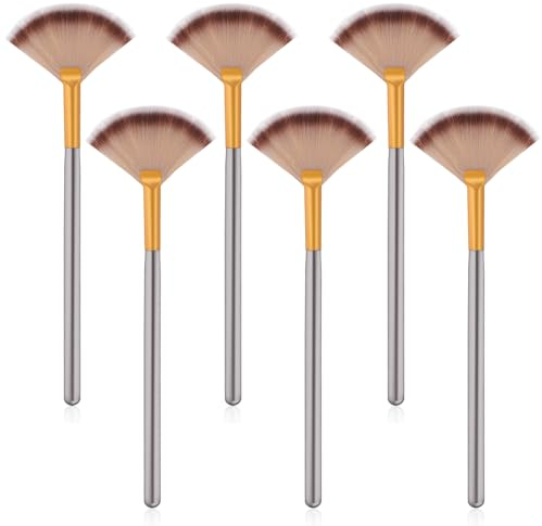 6 PCS Face Mask Brush Soft Facial Fan Brush Acid Applicator Brush Face Mask Applicator Brush Cosmetic Applying Tools for Peel, Sleeping Mask, Mud Mask Makeup (Pink Hair)