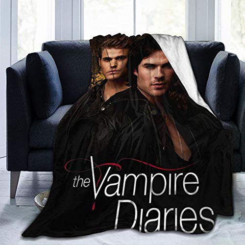 Amkong Vampire Brothers Poster-Fans, Geschenke, weiche Plüsch-Überwurfdecke, Damon Salvatore, warme, leichte Fleece-Decken für Couch, Bett, Sofa, ganzjährig, Heimdekoration, 152,4 x 127 cm