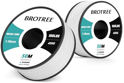 Brotree Micro Cord 1,18 mm 50M Spule Paracord Schnur Polyester Seil für Armband, Handwerk und DIY - 45kg Bruchlast (Weiß)