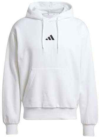 adidas Herren Essentials FEELCOZY Fleece Hoodie, White/Black, XL
