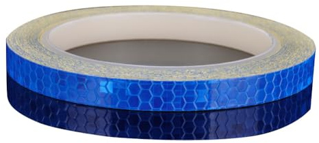 Slakerbe 2 Stück Reflektierendes Klebeband,1cmX8m Wasserbest Reflektorband Selbstklebend Fahrrad Reflektoren Warnklebeband Aufkleber für Autos Fahrräder Helme Motorräder,weiß Blau