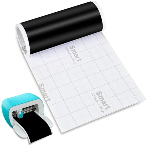 Smart Vinyl Permanent für Cri cut Joy, 14cm X 200cm Selbstklebende Vinylrolle, Smart Adhesive Vinyl Permanent, Geeignet zum Dekorieren von Tassen, Kunsthandwerk, Fenster, Wasserflaschen(Schwarz)