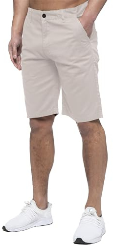 989Zé ENZO Mens Chino Shorts Cotton Regular Fit Summer Casual Smart Half Pants (UK, Waist, 36, Regular, Regular, Stone)