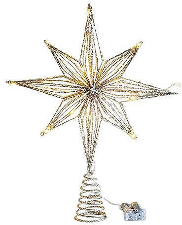 Puntali per albero di Natale Stella LED Lampade Notte Ornamenti Festa di Natale Festa 2024 Capodanno Decorazioni per la casa