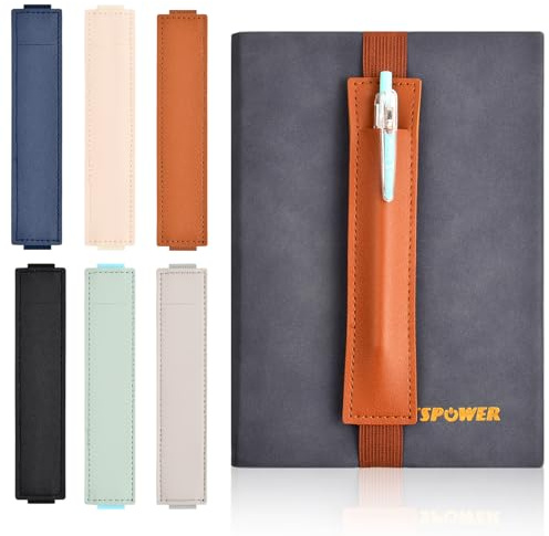 Dokeno 6 Pezzi Portapenne con Fascia Elastica, Penna Custodia in PU Pelle Portapenne Elastico Rettangolare Portapenna per Agenda Fascia Porta Penne per Diari Quaderni Planner