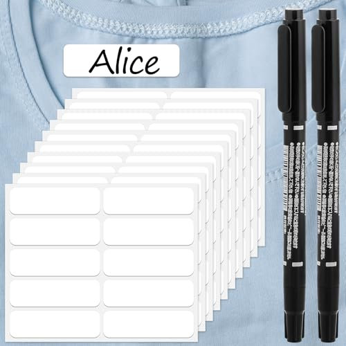 10 Blatt 100 Stück Weiß Wäscheetiketten Selbstklebend 4,5 x 1,5 cm Wasserfestes Etiketten zum Beschriften Namensetiketten für Kleidung Klebeetiketten Wäscheetiketten zum Aufbügeln