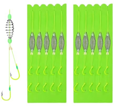 Fishing Hooks, 5/ 10Pcs Carp Fishing Baits Hook Anti-Tangle Fish Feeder Carp Hook with Fluorescent Hooks for Grass Carp Chubs Fish