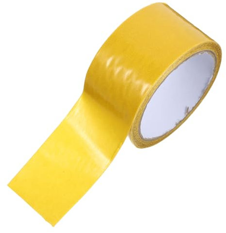 FELTECHELECTR Waterproof Heavy Duty Double Sided Mounting Tape 5cm x 10m, Yellow Grid Cloth Carpet and Floor Adhesive Tape for Indoor and Outdoor Use
