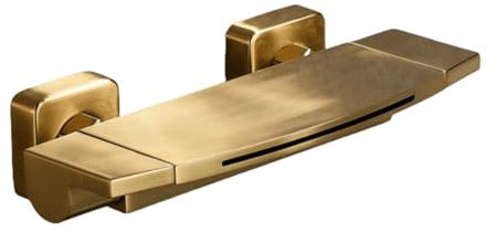 BiaoTeng Robinet Salle de Bain Cascade Baignoire Laiton Chaud et Froid Double Poignée Mitigeur de Baignoire Cascade Robinet Baignoire Or Brossé