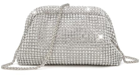 HuiYStar Bling Strass Clutch für Damen, Funkelnde Diamant-Knödelwolken-Abendtasche für Partyhochzeiten