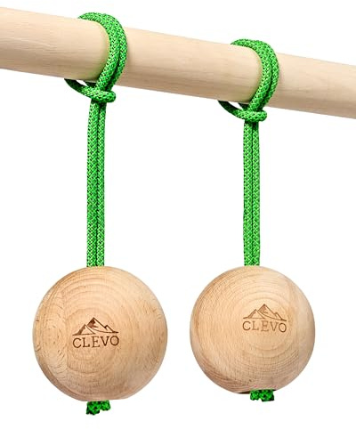 CLEVO - Hangball Kletterkugeln für Griffkraft Training – Boulder Zubehör & Trainingsgerät – Kugeln aus Holz für Fingerkraft – Griffbälle & Klettergriffe für Ninja Warrior & Klimmzüge