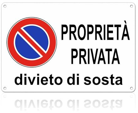 TAKULA Cartello Proprietà Privata e Cartelli Divieto di Sosta Alluminio 30x20cm Riflettente, Impermeabile, Anticorrosione, con Fori Pronti, Ideale per Interni/Esterni