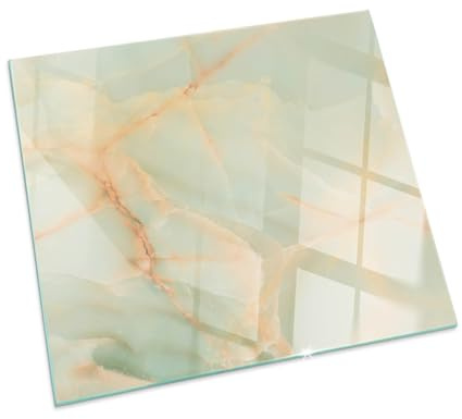 Funkenschutzplatte für Kamin 60x60 cm Hitzeschutz Elegantes Design Glasboden Quadratische Schutzplatte Stilvollem Motiv Hartglas Dekorative Glasbodenplatte - Abstraktes Marmormuster