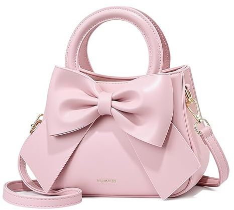 DIRRONA Damen Handtasche Schultertasche & Umhängetasche – Elegante PU Leder Tasche mit süßer Schleife, abnehmbarem Schulterriemen, ideal für Arbeit, Reise & Alltag