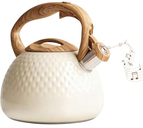 Tetera de acero inoxidable de 3 litros con silbato fuerte con asa