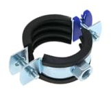 10x Schnellverschluss Rohrschellen Ø 20‑23 mm (1/2 G) mit Gummieinlage verzinkt schallgedämmt M8/M10 Rohrhalter Heizung Sanitär
