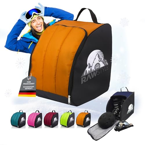 BambiniWelt by Rafael K. Skischuhtasche 40x42x30cm - Skischuhaufbewahrung für Skischuhe, wasserdichter Skischuh-Rucksack mit Reißverschluss, Tragegriff & Schultergurte -, Helm & Handschuhe