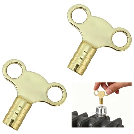 2 Pack Solid Brass Radiator Key, Radiator Bleed Keys, Radiator Vent Valve Key Clock Style Bleeding Tool for Central Heating Systems – Durable Rustproof Square Opening Fits Most UK Radiators