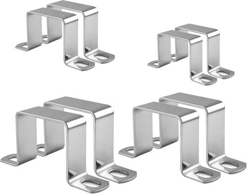 8 Stück Quadratrohrschellen 304 Edelstahl, 25mm / 30mm / 35mm / 40mm (je 2 Stück), Vierkantrohr U-Schelle, Winkelschelle für Haustüren, Fenster, Wasser- und Rohrleitungen