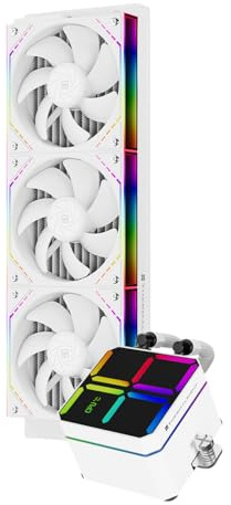 TR Magic Qube 360 ARGB White Liquid CPU Cooler, Building Block Fan with 2000RPM, for AM4/AM5, Intel LGA1150/1151/1200/1700/1851, Temperature Controlled Color Changing Digital Screen
