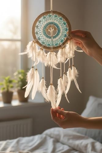 Attrape rêve mandala arbre de vie en macramé