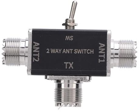 Conmutador de Antena 1 Entrada 2 Salidas, 0-50MHz, Interfaz SO239, Conmutador Manual de Transferencia de Antena - Alta Potencia 100W, Aleación de Aluminio, Uso Versátil y Segur