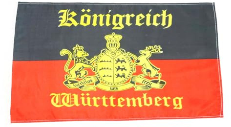 Fahne Flagge Württemberg mit Schrift Furchtlos und treu Stockfahne - 30 x 45 cm