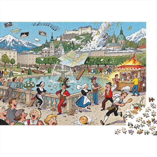 Salzburg Sound of Music Singalong Hölzerne Puzzles Wasserfest 1000 Teile DIY- Puzzle Geschenke Für Erwachsene Herausfordernd Und Kniffligzur Heimdekoration