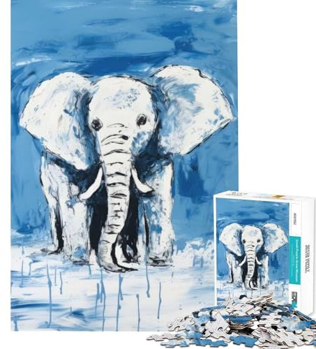 Puzzle für Teenager 1000 Teile Anmutiger Elefant im Wasser Spielzeug Intellektuelles Spiel für Lernspiele Familienaktivitäten Geschenk zum Geburtstag (Größe 50x75cm)