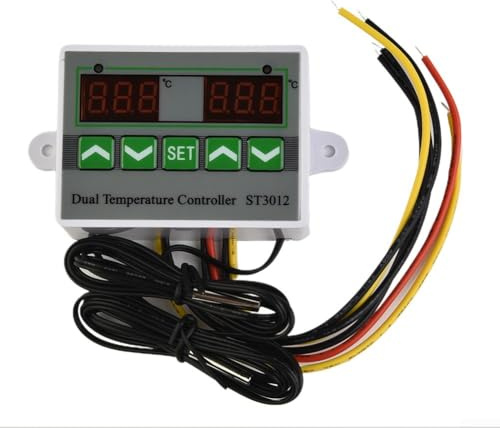 Dual Relay Digital Thermostat Temperature Controller for 12V 24V DC and 220V power applications, temperature control from 50 to 110 degrees Celsius (220V)