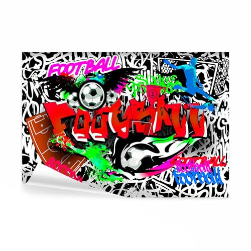 decomonkey Fototapete Graffiti Fußball, 350x256 cm, XL, Ball, Vlies, Tapete | Schlafzimmer, Wohnzimmer, Jugendzimmer, Fototapeten, Tapeten, Vliestapete, Wandtapete, moderne, Wandbild, Wand