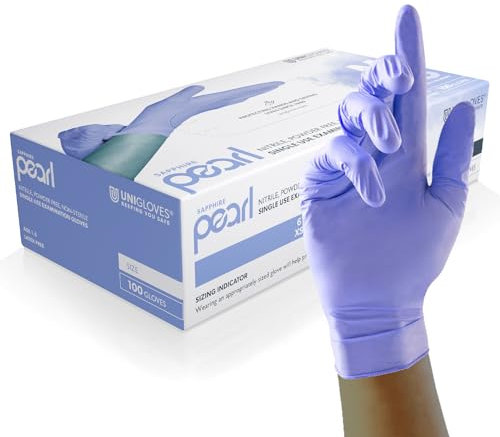 Unigloves Sapphire Pearl Guanti Monouso in Nitrile - Resistenti, Senza Polvere e Senza Lattice - Adatti per uso Sanitario, Alimentare e Professionale - Confezione da 100, Zaffiro, Taglia M (GP0083)