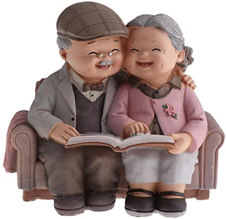 Perfeclan Old Married Couple Figure Figurine Statues Home and Garden Ornaments Decor, Looking at the Photo