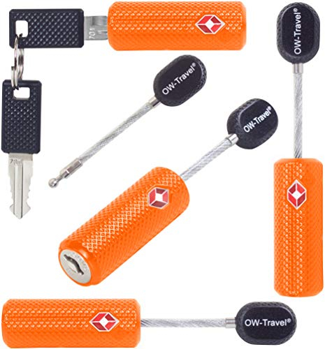 Kabel Schloss mit Schlüssel (4er) OW-Travel Kofferschloss Vorhängeschloss Gepäckschloss Sicherheitsschloss Schlüsselschloss TSA Lock Cable USA Schloss für Reise Koffer Spind Rucksack (Orange)
