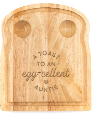 Breakfast Egg Board - A Toast to an Egg-cellent Birthday Gifts, Mum, Dad from Son Kids Daughter Baby - Unique Mothers Day Fathers Day Idea - Funny Engraved Pun Design Natural Wood (Auntie)