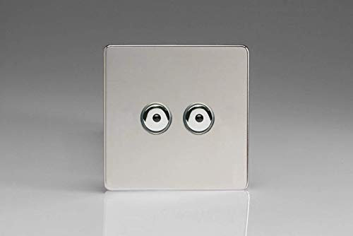 Varilight IJDCI102S Screwless Polished Chrome 2 Gang 1-Way Remote/Touch Master LED Dimmer 0-100W