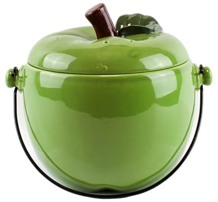 Green Apple Ceramic Compost Caddy/Kitchen Food Waste Bin (3.5 Litre)