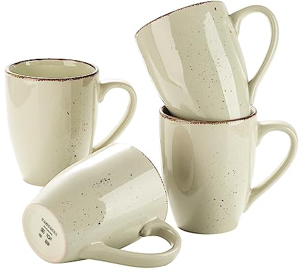 vancasso Navia Jardin Mug Set of 4, Vintage Look Beige Ceramic Coffee Tea Cup Set, Ideal for Coffee/Tea/Hot Chocolate/Milk/Water/Drink. (360ml)