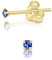 Pendientes Azules Mujer - Aretes de Plata Ley 925 Para Mujer Chapados Oro con Cristal Swarovski 2 mm - Pendientes Azul - Pendientes Zafiro Azul - Pendientes Pequeños Oro - Pendientes Dorados Mujer
