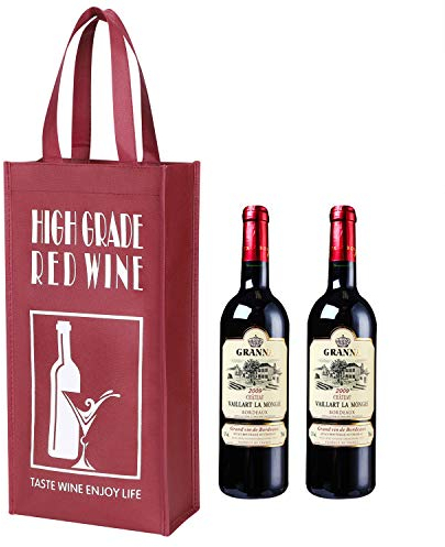 Geschenktasche 10 Stück Weintüte für 2 Flaschen Tragbarerer Weinbeutel Recycelbare Flaschentüte Wein Sekt Champagner Verpackung Tragetasche Vliesstoffe Geschenktüte für Hochzeit Party Festival