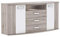 FORTE Rondino Kommode mit 2 Türen und 3 Schubladen, Holzwerkstoff, Sonoma Eiche / Weiß Hochglanz, 60,8 x 81,5 x 169,6 cm