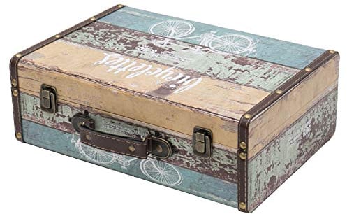HMF VKO106 Vintage Koffer aus Holz | 38 x 26 x 13 cm | Groß | Deko Fahrrad