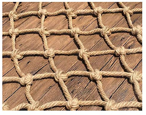 bandezid Hanfseil-Netz, Sicherheitsnetz, sichere Treppe für Kinder, Trennwand, Schutzplane, Outdoor, Klettern, Hängematte, Balkon, dekoratives Netz, Hanfseil, 1 x 3 m