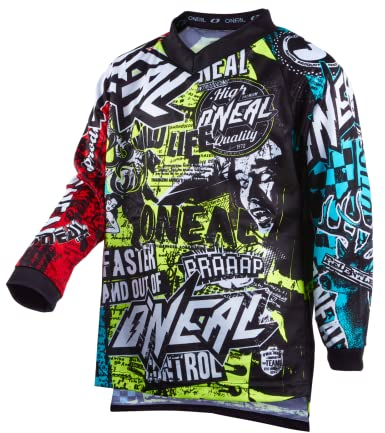 O'NEAL | Maillot de Motocross de Manga Larga | Niños | MX MTB | Tejido Ligero, Ajuste ergonómico adaptación | Maillot Element Youth Wild V.22 | Multi | S